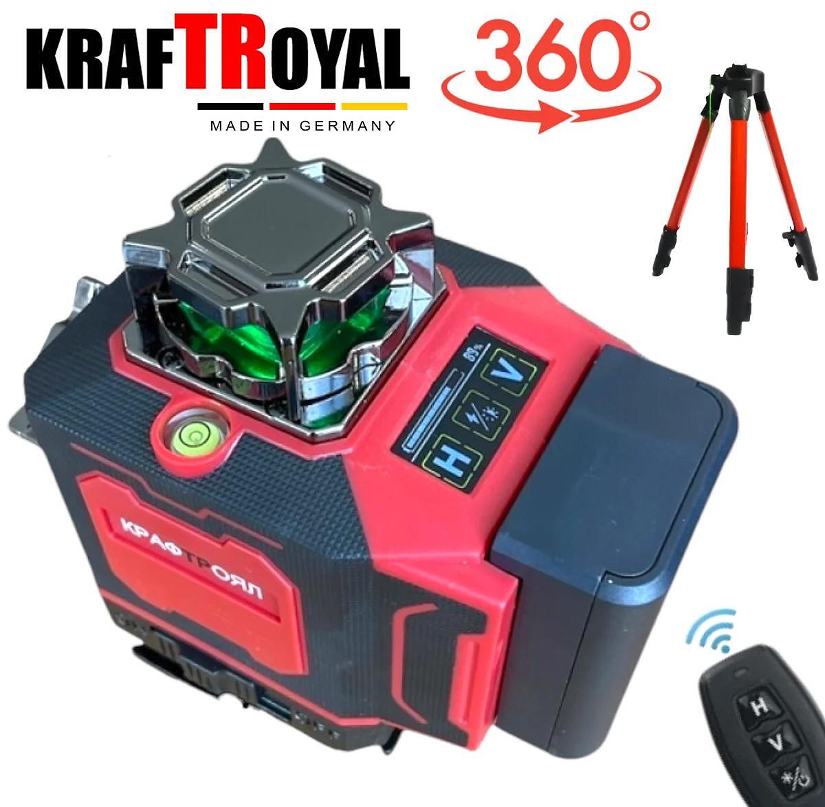 4D Лазерен Нивелир KRAFTROYAL – 360° Покритие, 16 Зелени Линии и Вграден Дисплей - Image 2