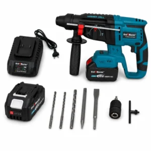 Немски безчетков акумулаторен перфоратор/къртач KraftMaster 36V + 2 батерии 8Ah + зарядно + куфар