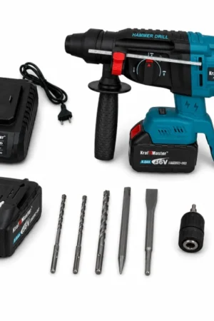 Немски безчетков акумулаторен перфоратор/къртач KraftMaster 36V + 2 батерии 8Ah + зарядно + куфар