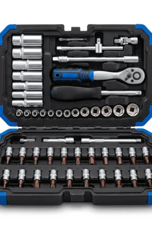Гедоре комплект 53 части 1/4" Chrome Vanadium с тресчотка, вложки и битове