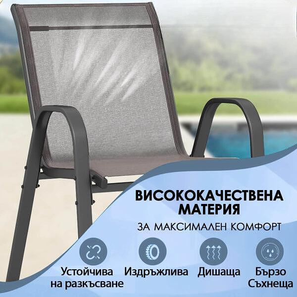 Градински комплект Verona – 7 части с маса от темперирано стъкло и 6 текстилни стола - Image 6