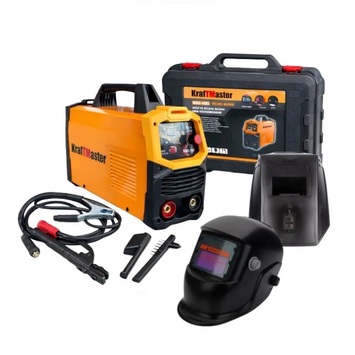 Инверторен електрожен KraftMaster MMA-400A с дисплей, пластмасов куфар и соларна маска