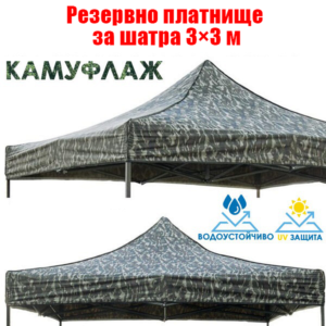 Камуфлажно платнище за шатра 3×3 м – водоустойчиво и UV защитено покривало