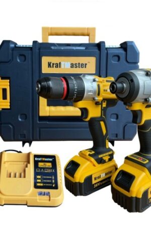 Комплект акумулаторен винтоверт и ударен импакт KraftMaster 36V 8Ah с 2 батерии и куфар