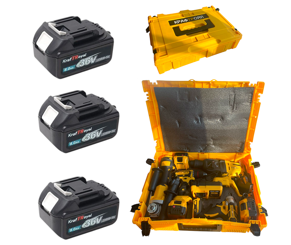 Комплект акумулаторни инструменти 4в1, Kraft Royal – 36 V / 8,0 Ah - Image 6