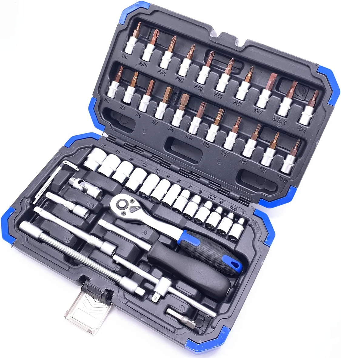 Комплект гедоре 46 части с тресчотка 1/4" – Chrome Vanadium стомана в здрав куфар - Image 2