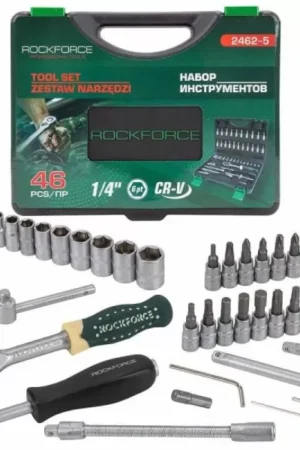 Комплект гедоре Rockforce 1/4″, 46 части