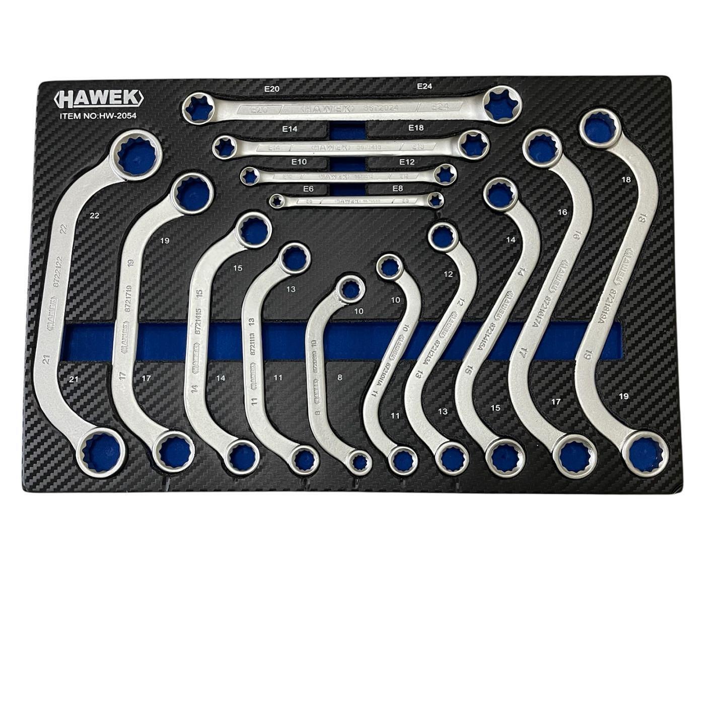 Комплект специални ключове S-образни, C-образни, E-torx – 14 части hawek