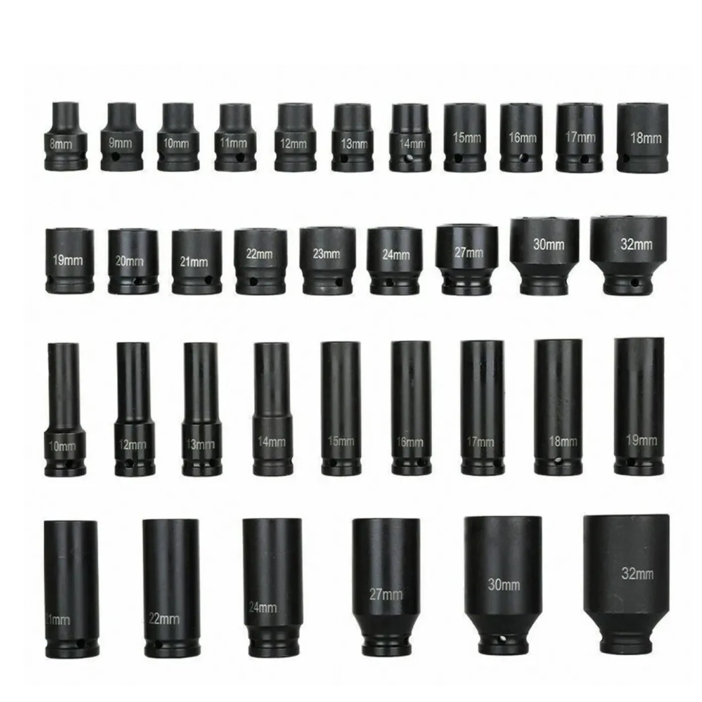 Комплект Ударни Вложки 1/2″ KraftRoyal 35 Части – стандартни + дълбоки вложки от 8 до 32 мм - Image 5