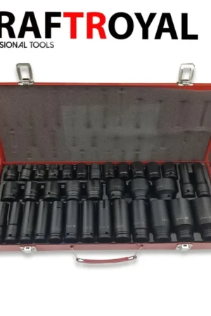 Комплект Ударни Вложки 1/2″ KraftRoyal 35 Части – стандартни + дълбоки вложки от 8 до 32 мм