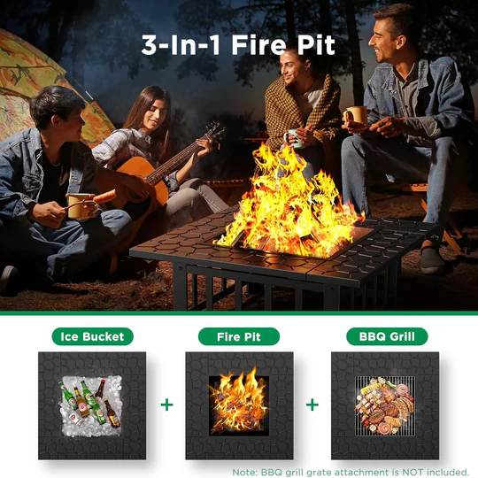 Мултифункционална маса 3в1 Fire Pit, Барбекю, Камина, Ледарка - Image 7