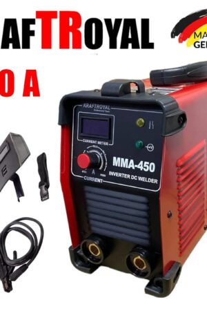 Професионален инверторен електрожен KRAFTROYAL – 450A, LCD дисплей, MMA, IGBT, Anti-Stick