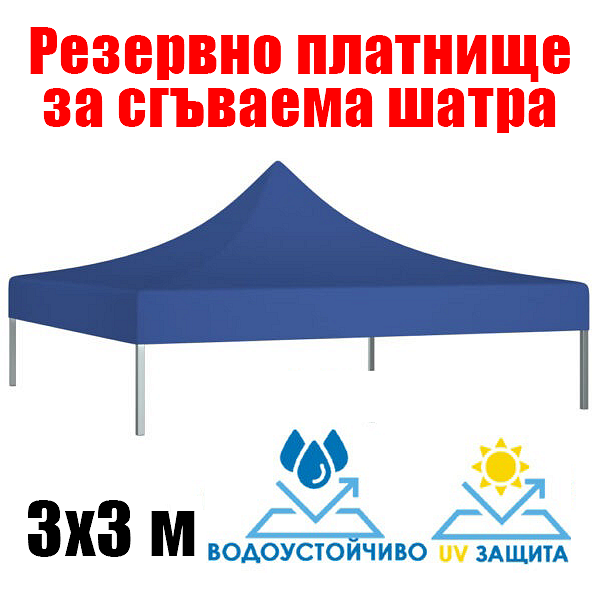 Синьо платнище за шатра 3×3 м – Водоустойчиво покривало с UV защита